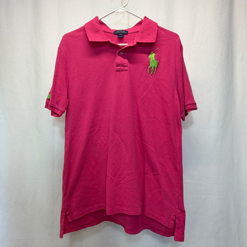Polo Ralph Lauren Polo Shirt Boys Kids XL 18-20 Pink Big Pony Short Sleeve Pique